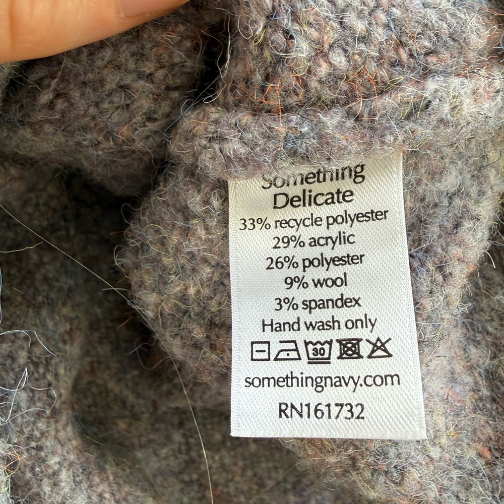 Something Navy Gray/Purple V-Neck Sweater - Picture 4 of 4